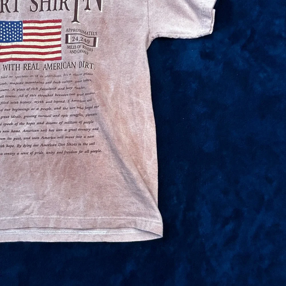 Vintage American Flag Remembrance Shirt‎ Rare Size M Dyed W/American Soil Hanes